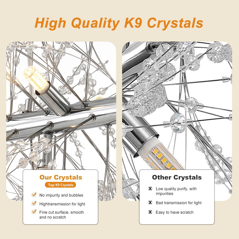 9-Light Linear Modern Crystal Chandelier