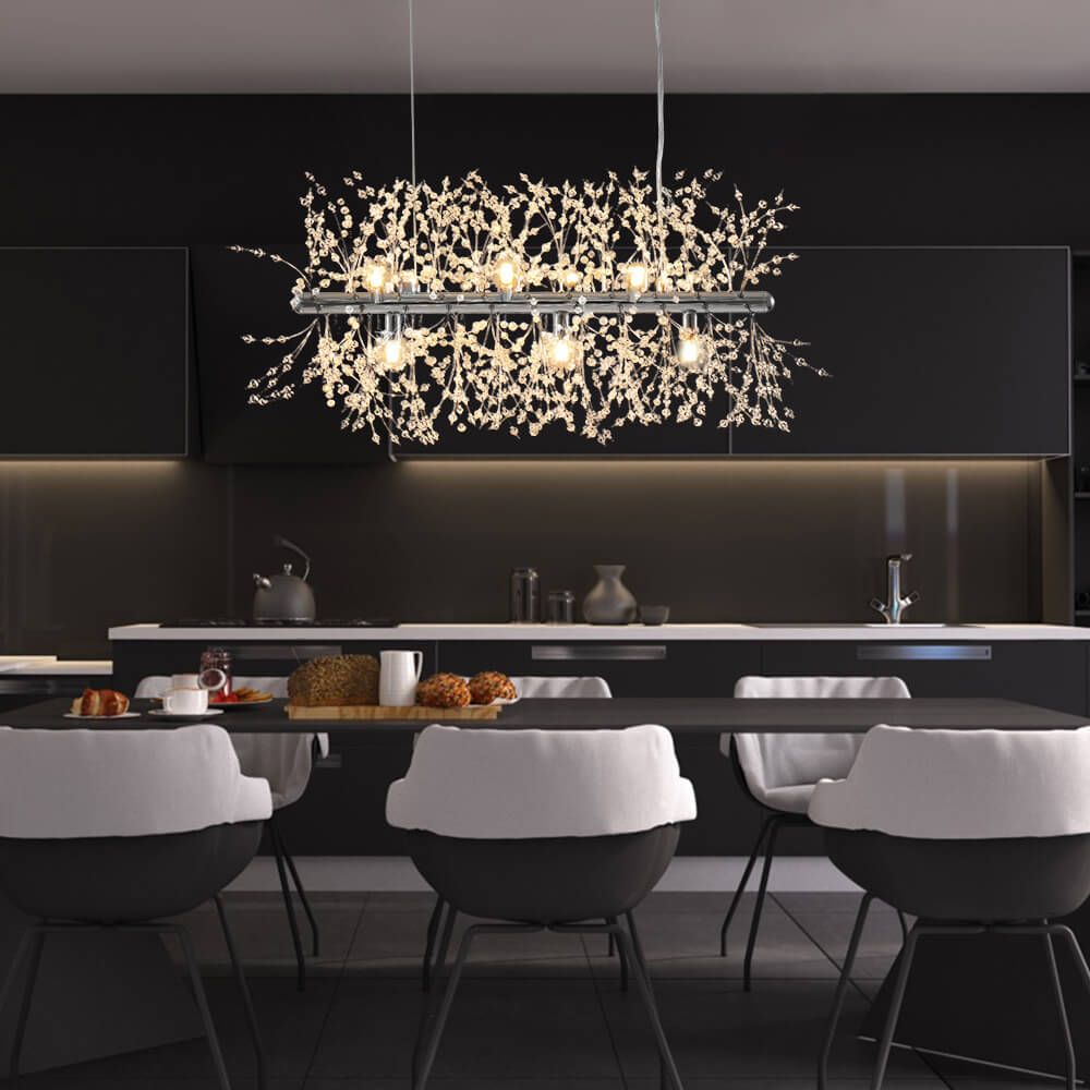 9-Light Linear Modern Crystal Chandelier