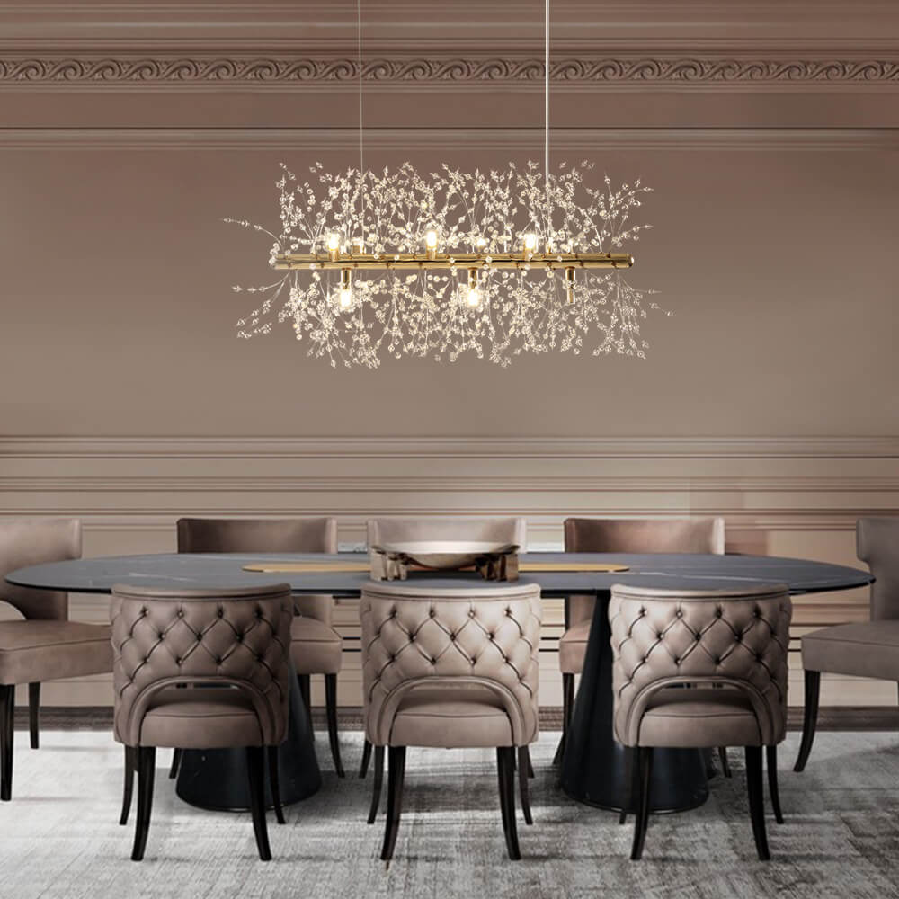 9-Light Linear Modern Crystal Chandelier
