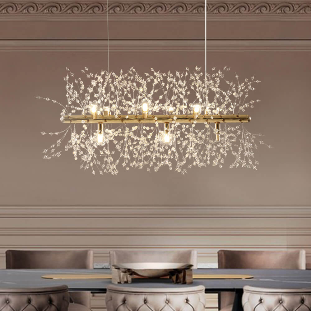 9-Light Linear Modern Crystal Chandelier
