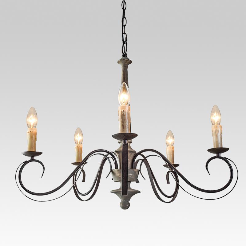 5-Light Antiqued Gray Farmhouse Chandelier