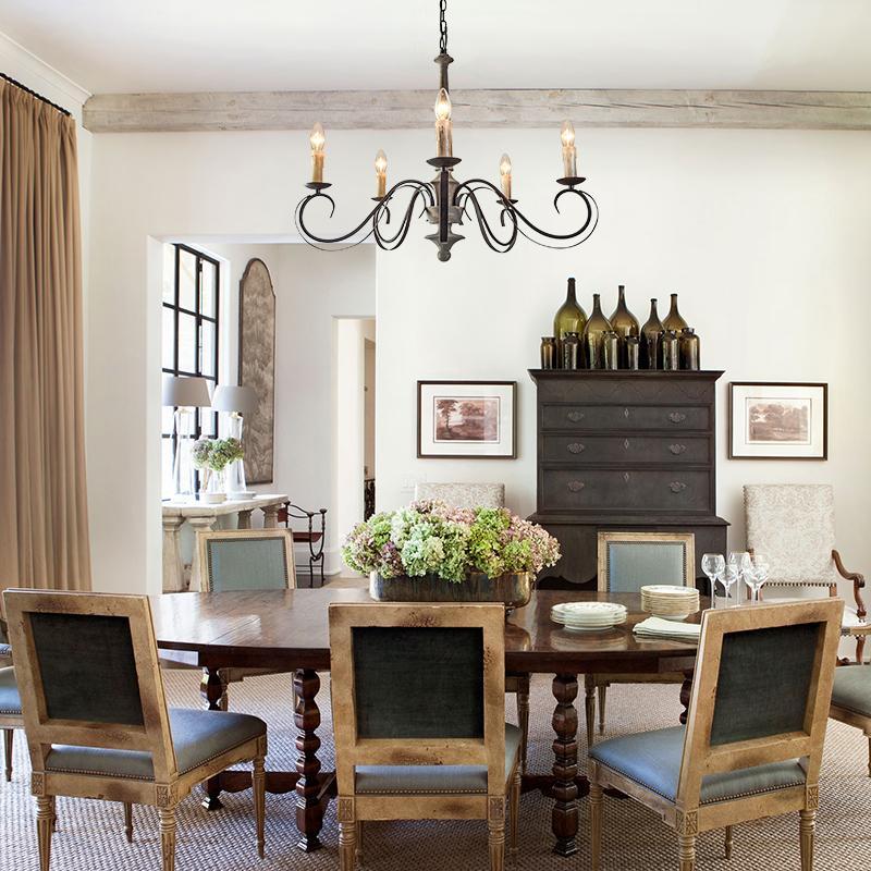 5-Light Antiqued Gray Farmhouse Chandelier