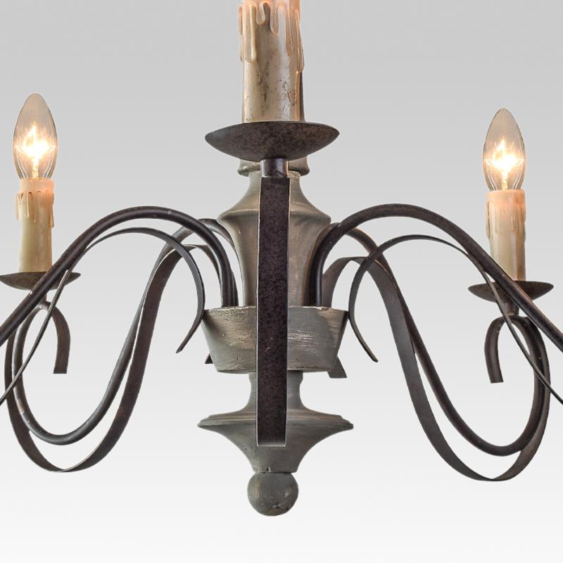 5-Light Antiqued Gray Farmhouse Chandelier