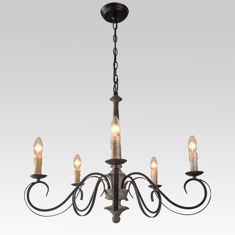 5-Light Antiqued Gray Farmhouse Chandelier