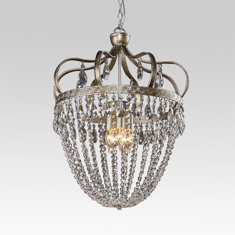 5-Light Silver Crystal Crown Chandelier