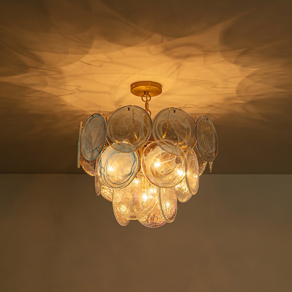 5-Light Swirled Cloud Glass Tiered Chandelier
