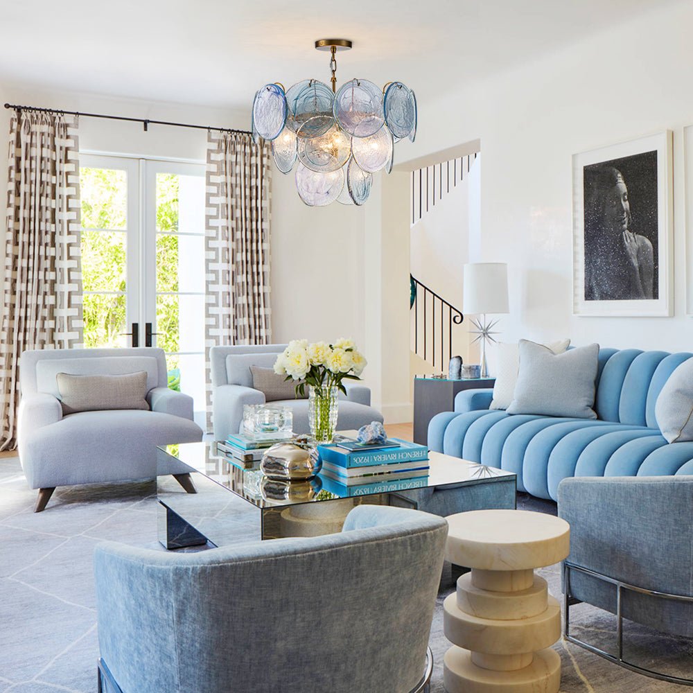 5-Light Swirled Cloud Glass Tiered Chandelier