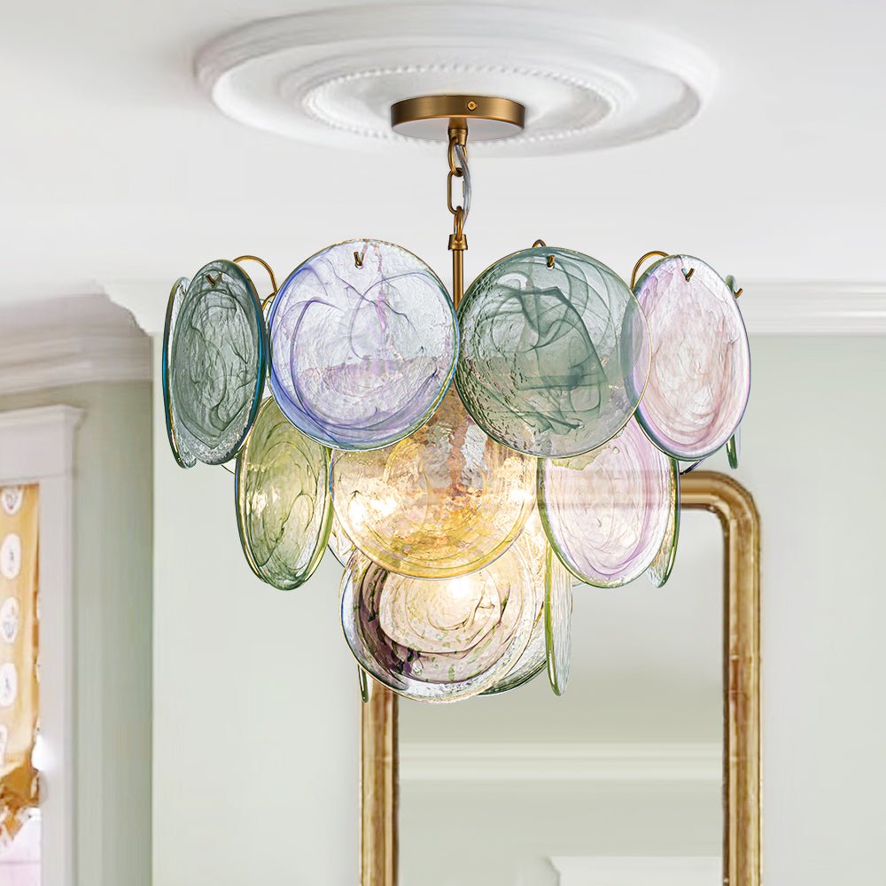 5-Light Swirled Cloud Glass Tiered Chandelier