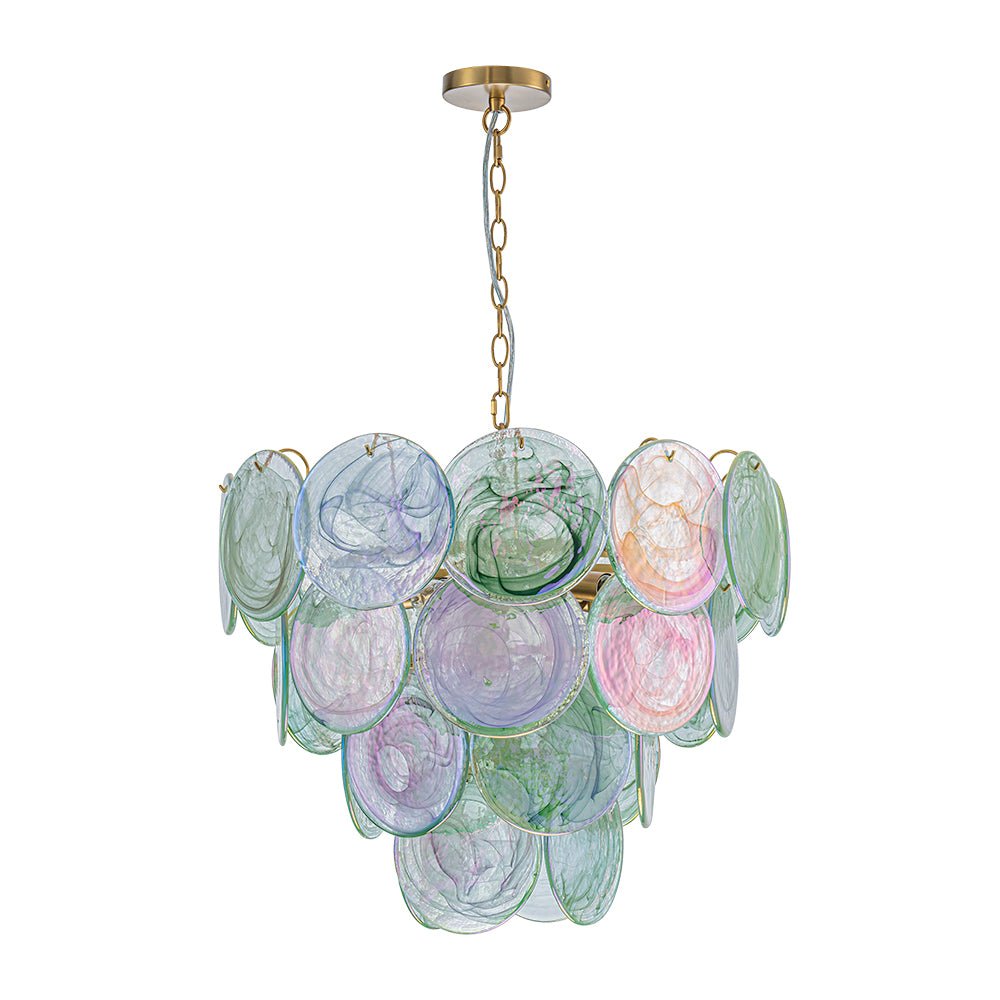 9-Light Swirled Cloud Glass Tiered Chandelier