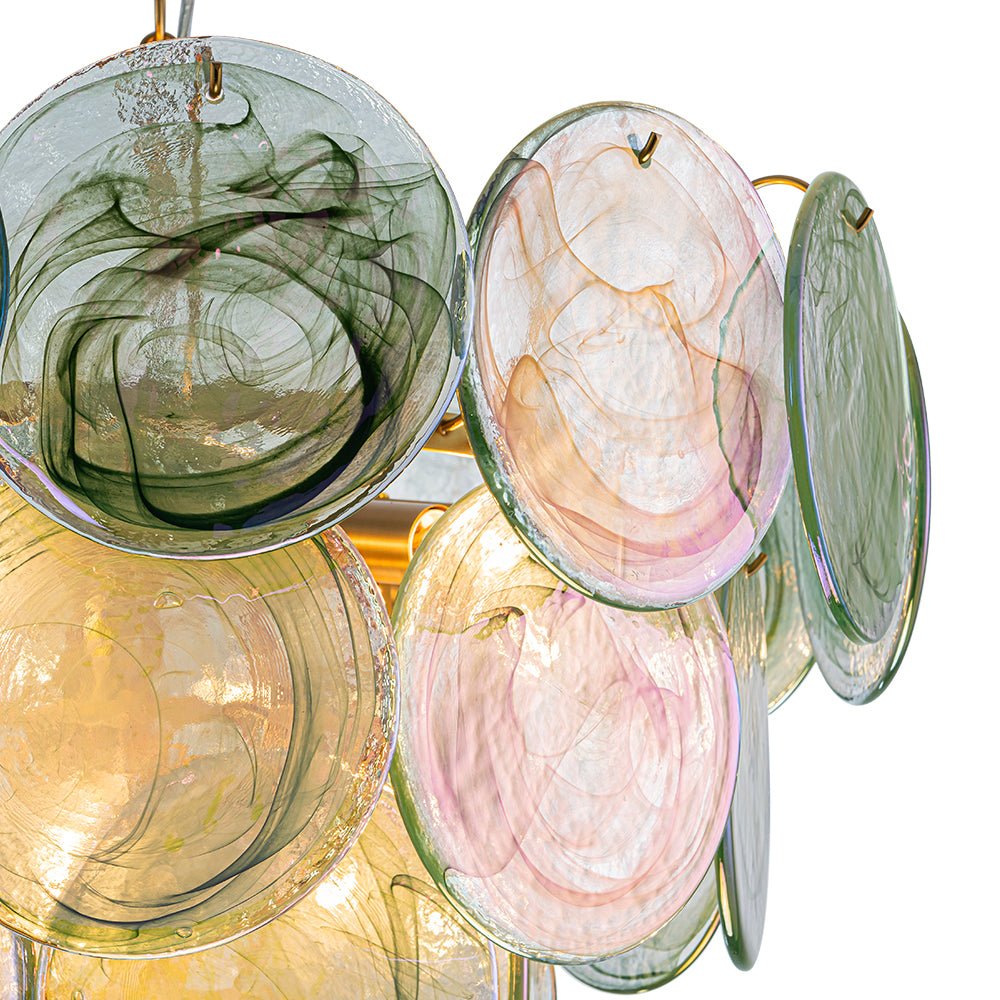 9-Light Swirled Cloud Glass Tiered Chandelier