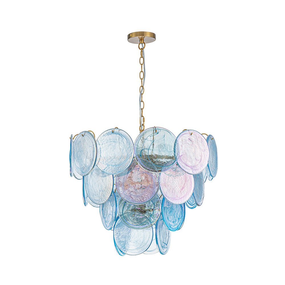 9-Light Swirled Cloud Glass Tiered Chandelier