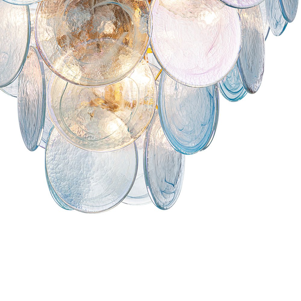 9-Light Swirled Cloud Glass Tiered Chandelier