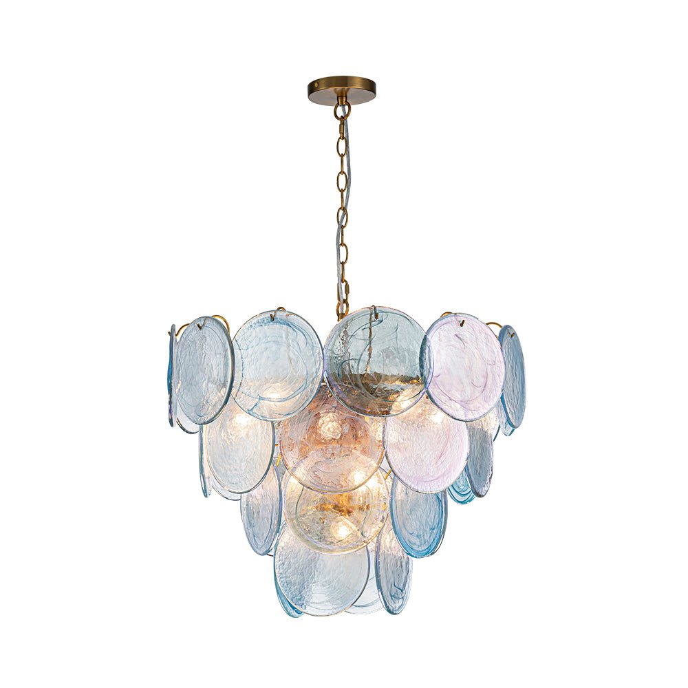 9-Light Swirled Cloud Glass Tiered Chandelier