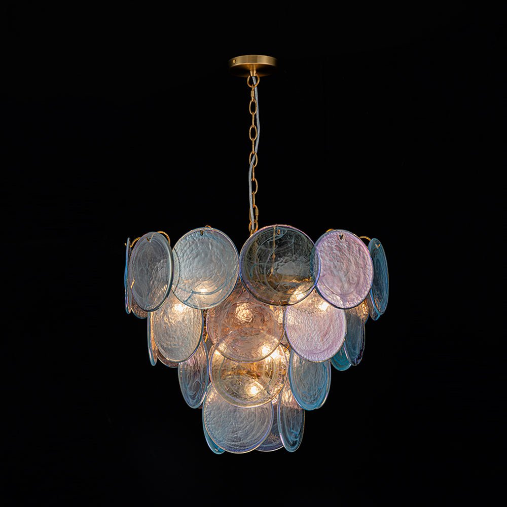 9-Light Swirled Cloud Glass Tiered Chandelier
