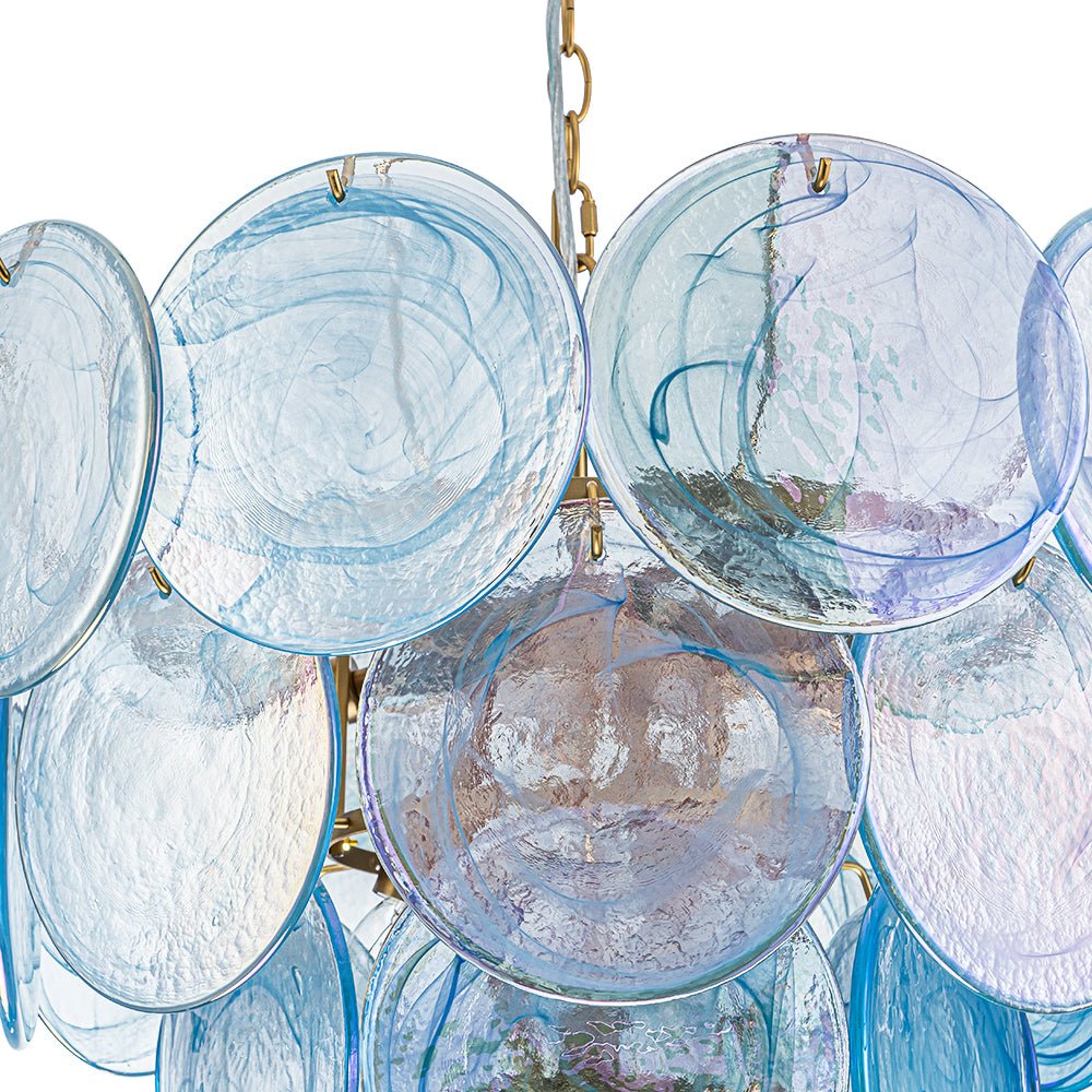 9-Light Swirled Cloud Glass Tiered Chandelier
