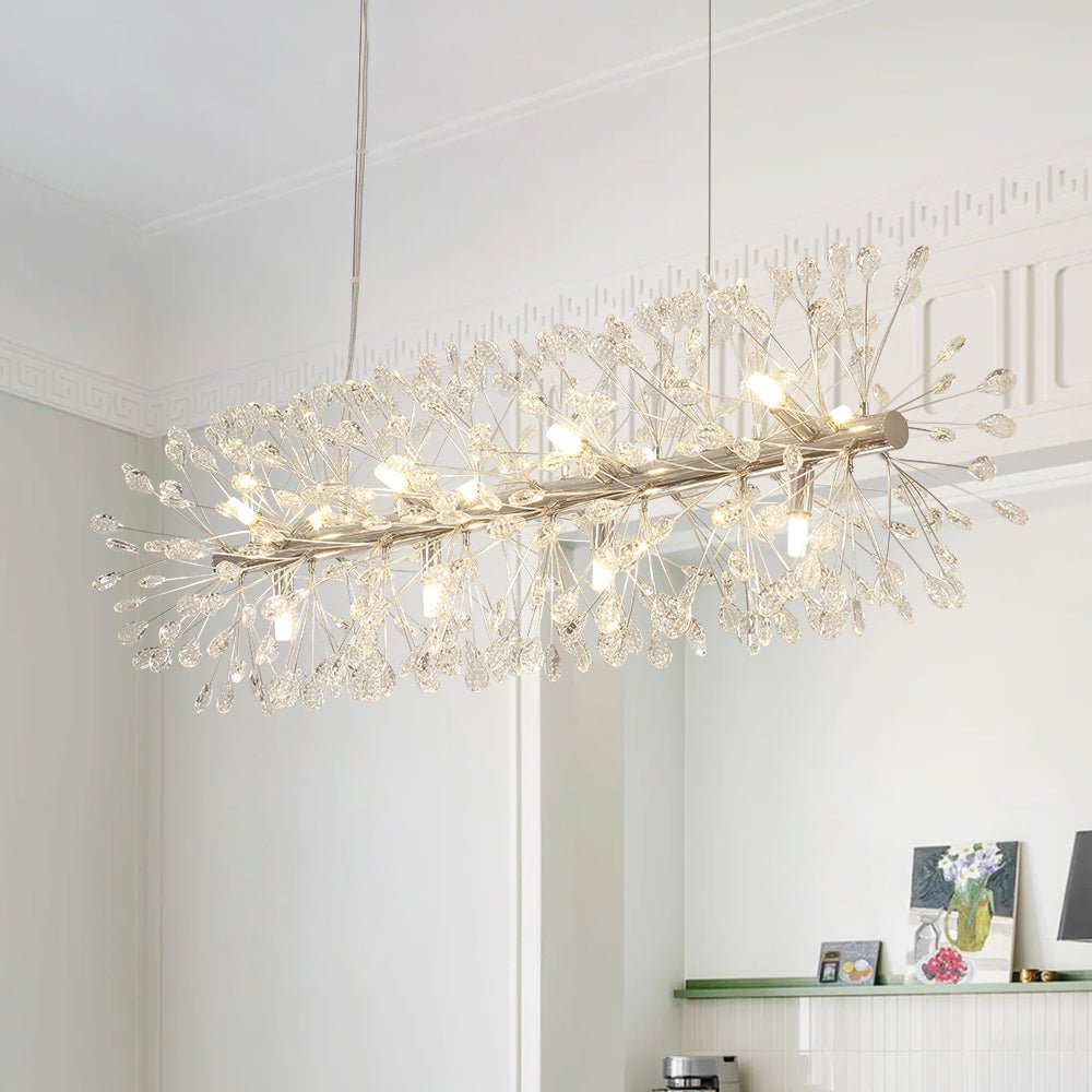 12-Light Floral Crystal Linear Chandelier