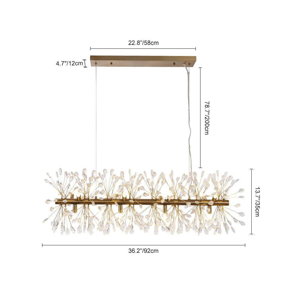 12-Light Floral Crystal Linear Chandelier