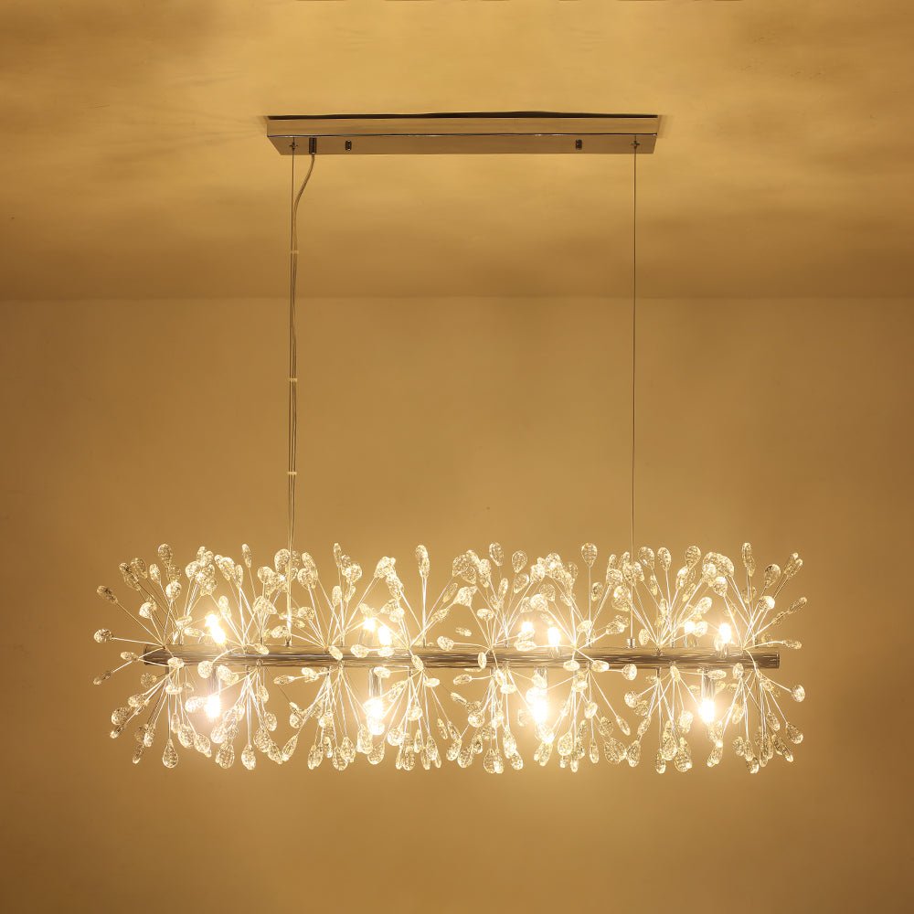 12-Light Floral Crystal Linear Chandelier