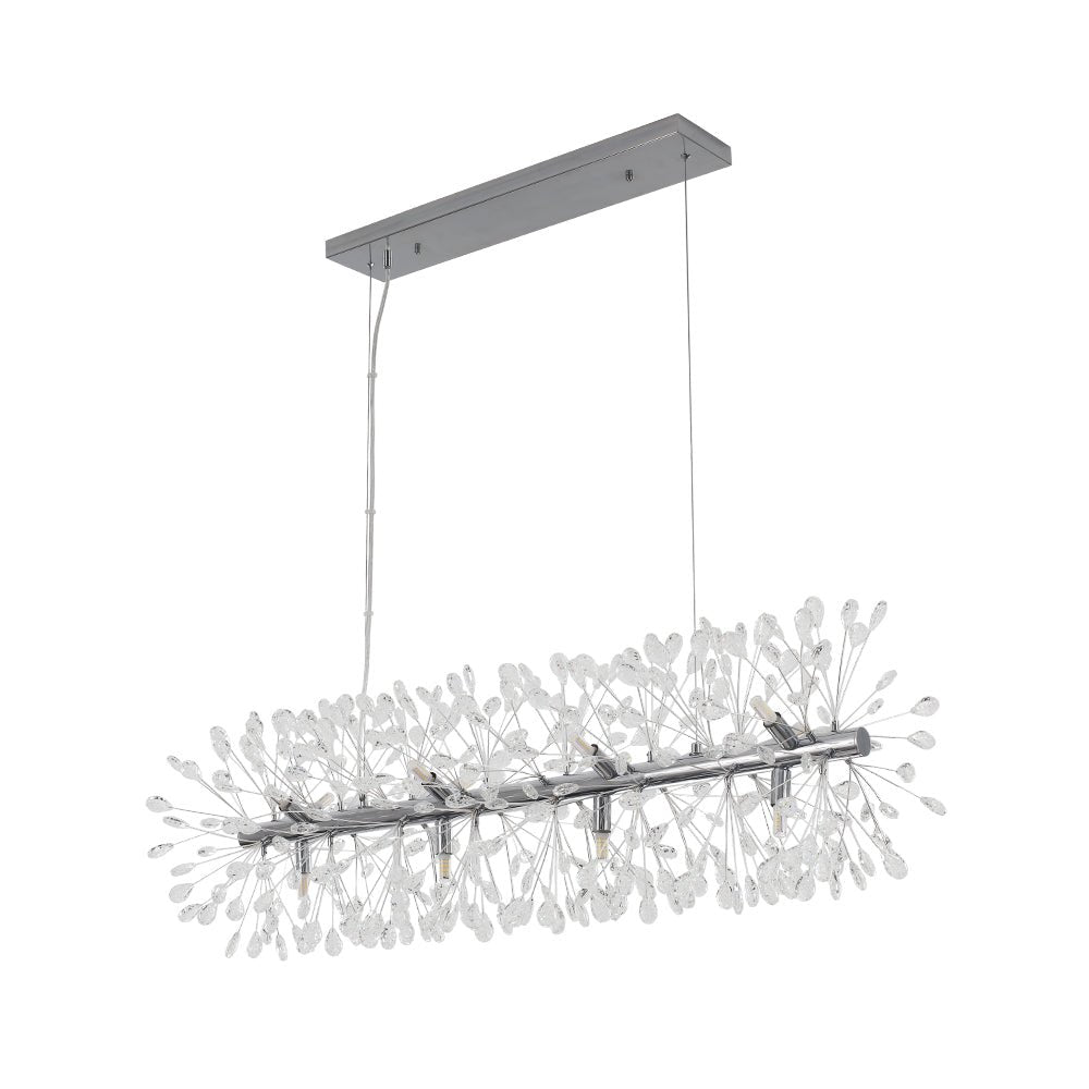 12-Light Floral Crystal Linear Chandelier
