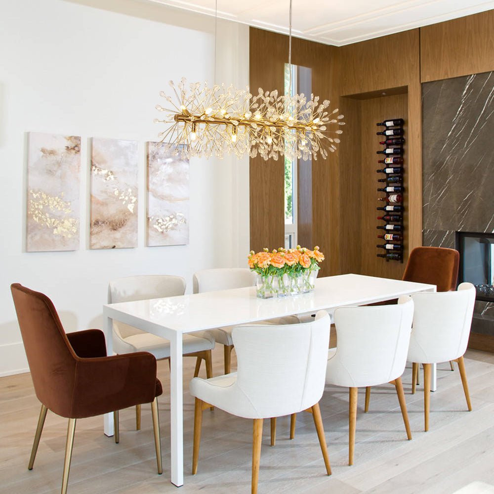 12-Light Floral Crystal Linear Chandelier