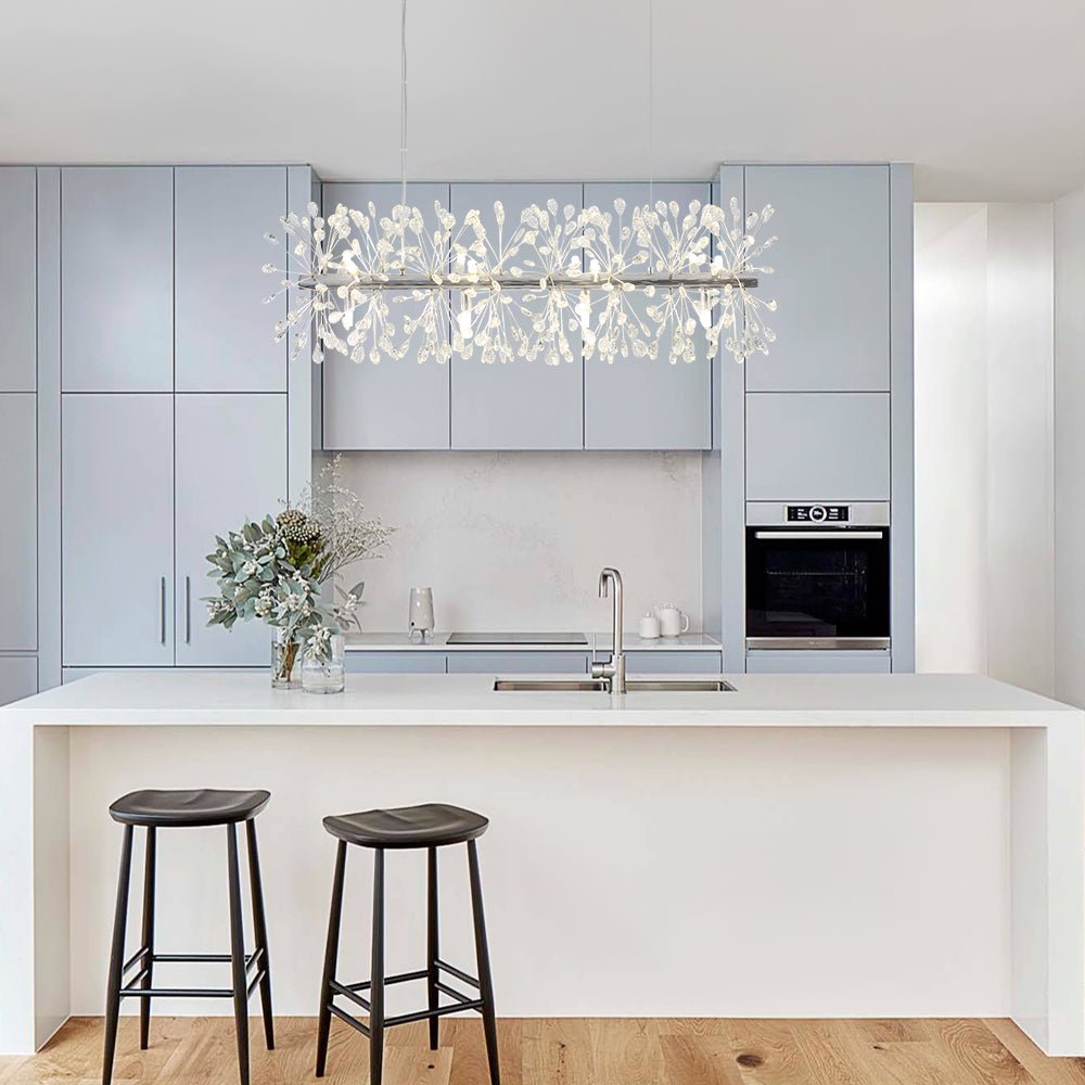 12-Light Floral Crystal Linear Chandelier