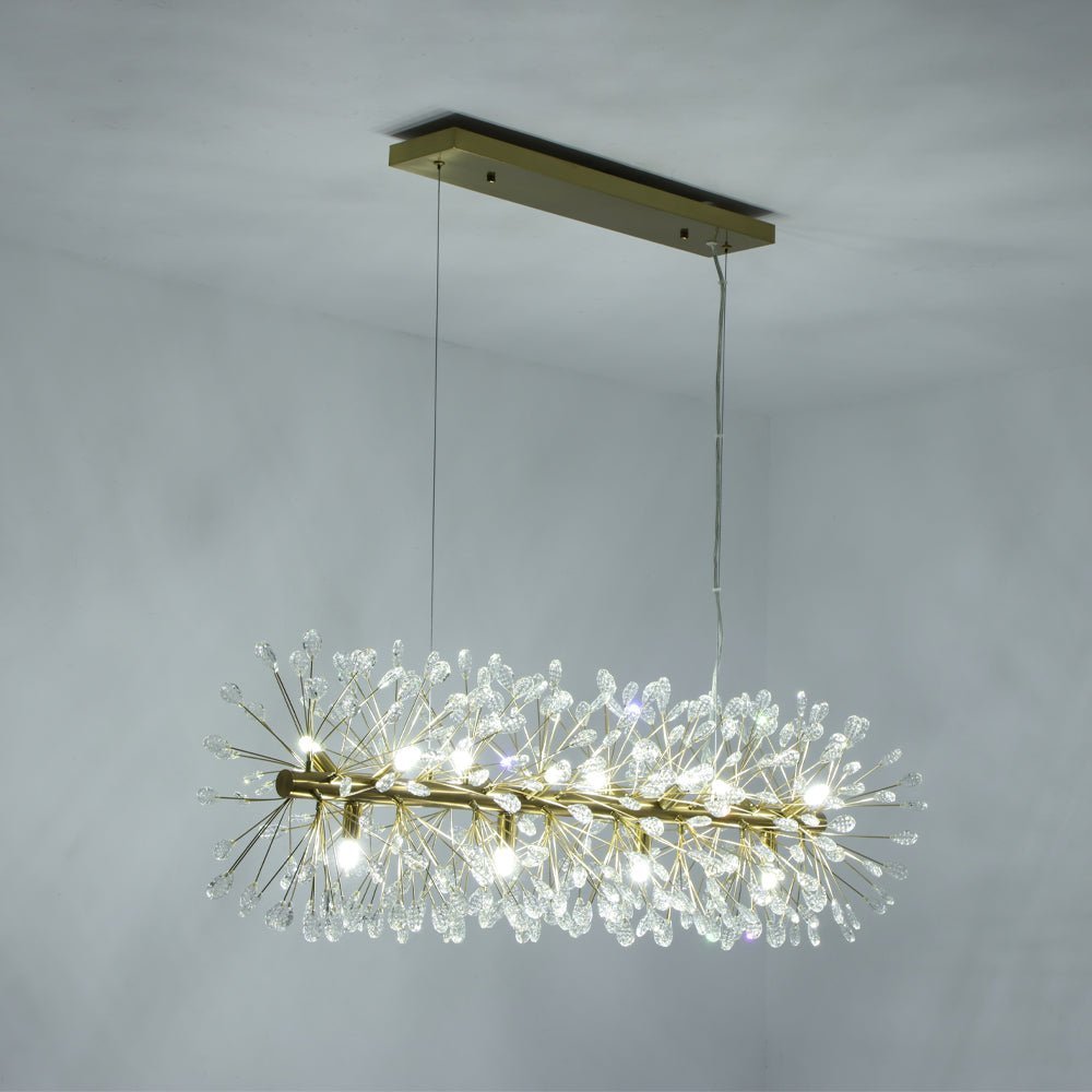 12-Light Floral Crystal Linear Chandelier