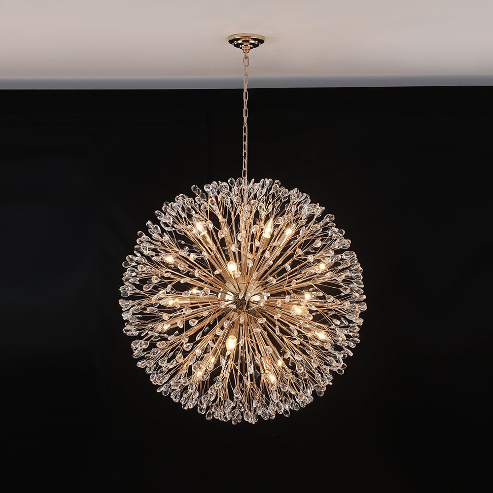20-Light Floral Crystal Globe Dandelion Chandelier