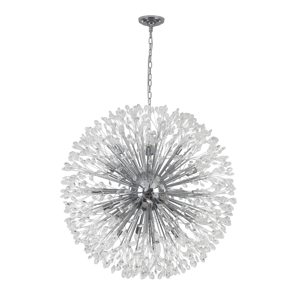20-Light Floral Crystal Globe Dandelion Chandelier