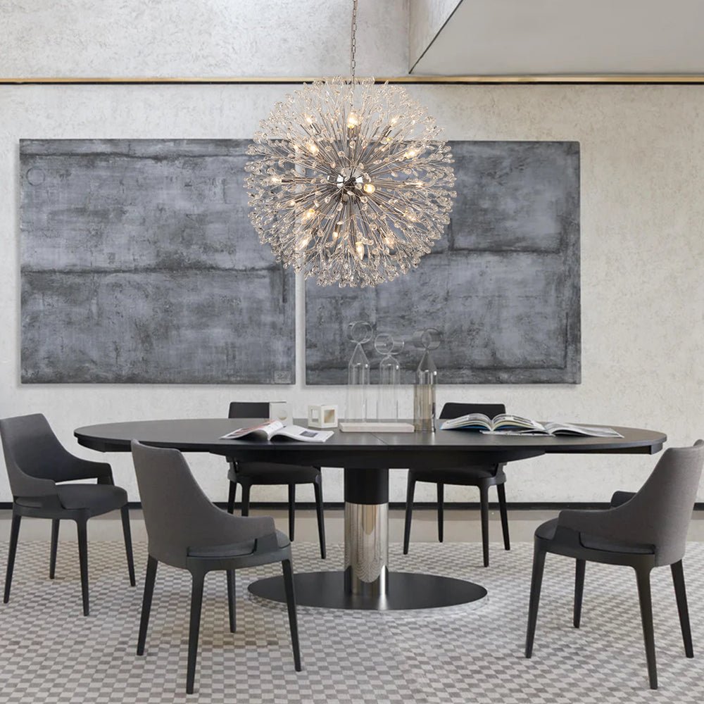 20-Light Floral Crystal Globe Dandelion Chandelier