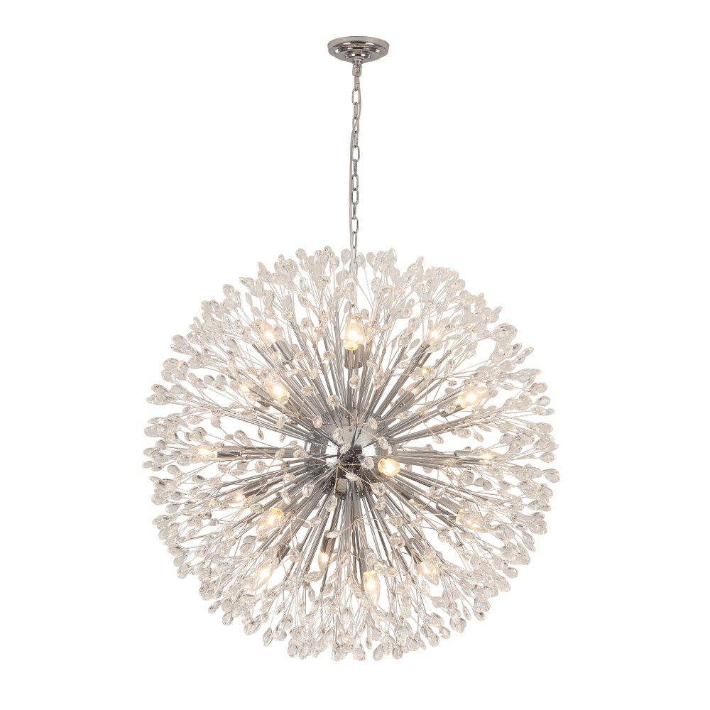 20-Light Floral Crystal Globe Dandelion Chandelier
