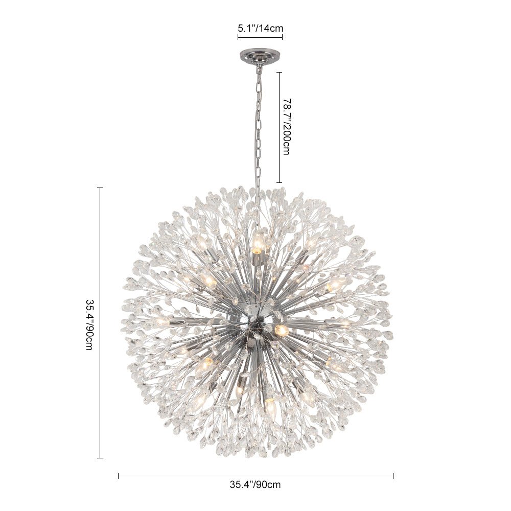 20-Light Floral Crystal Globe Dandelion Chandelier