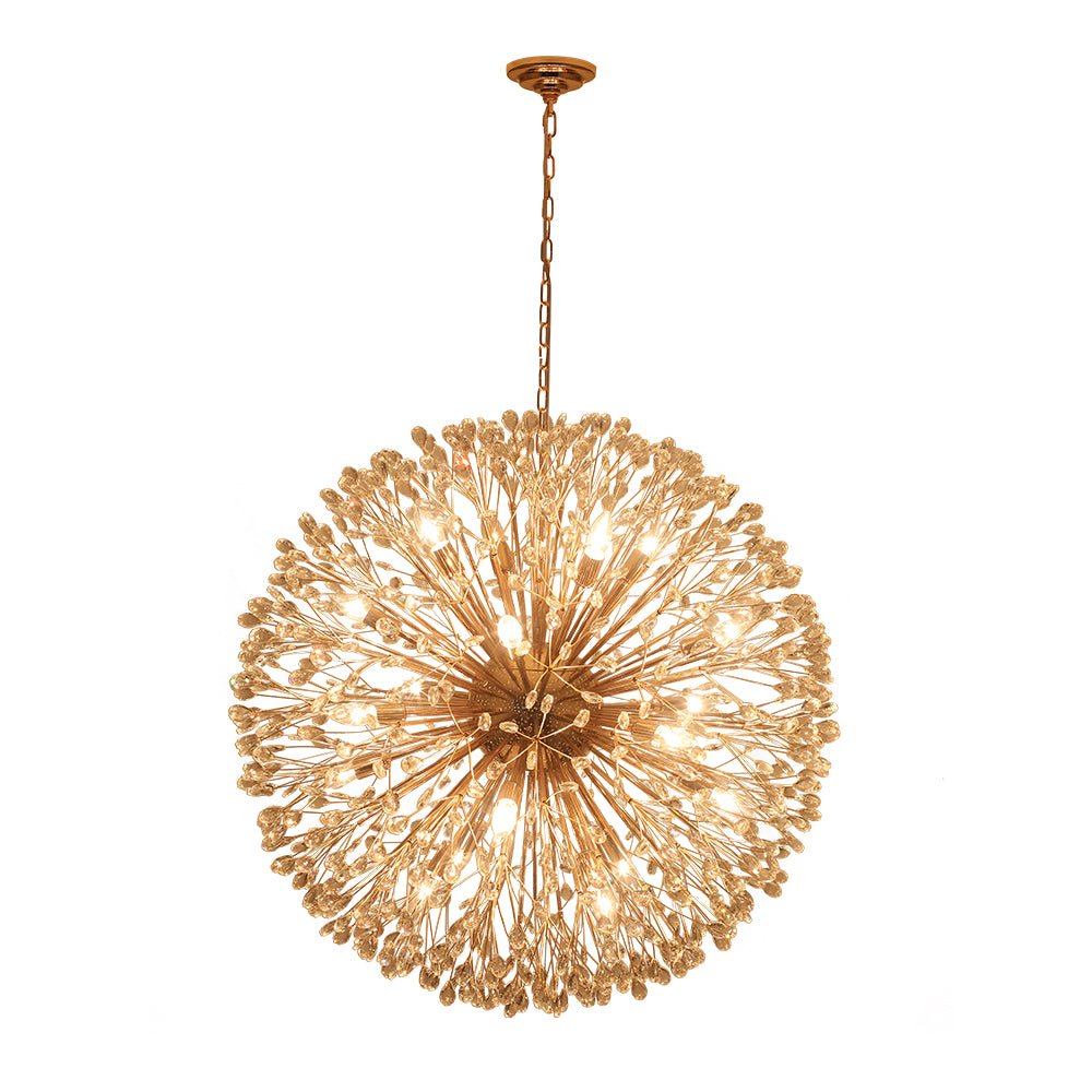 20-Light Floral Crystal Globe Dandelion Chandelier