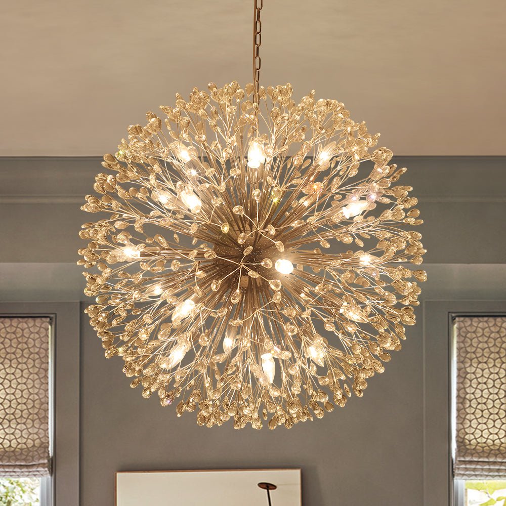 20-Light Floral Crystal Globe Dandelion Chandelier