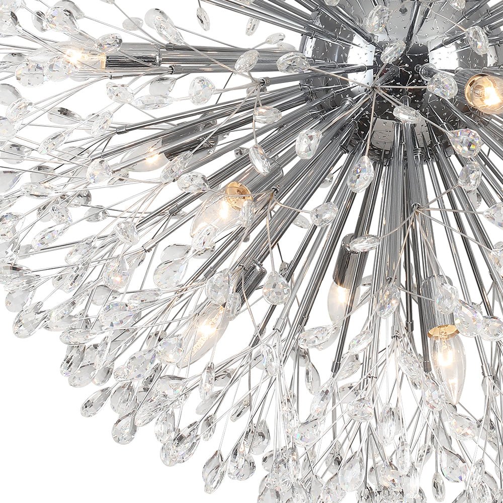 20-Light Floral Crystal Globe Dandelion Chandelier