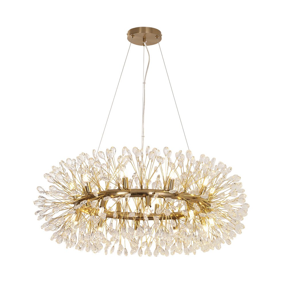 20-Light Floral Crystal Round Dandelion Chandelier