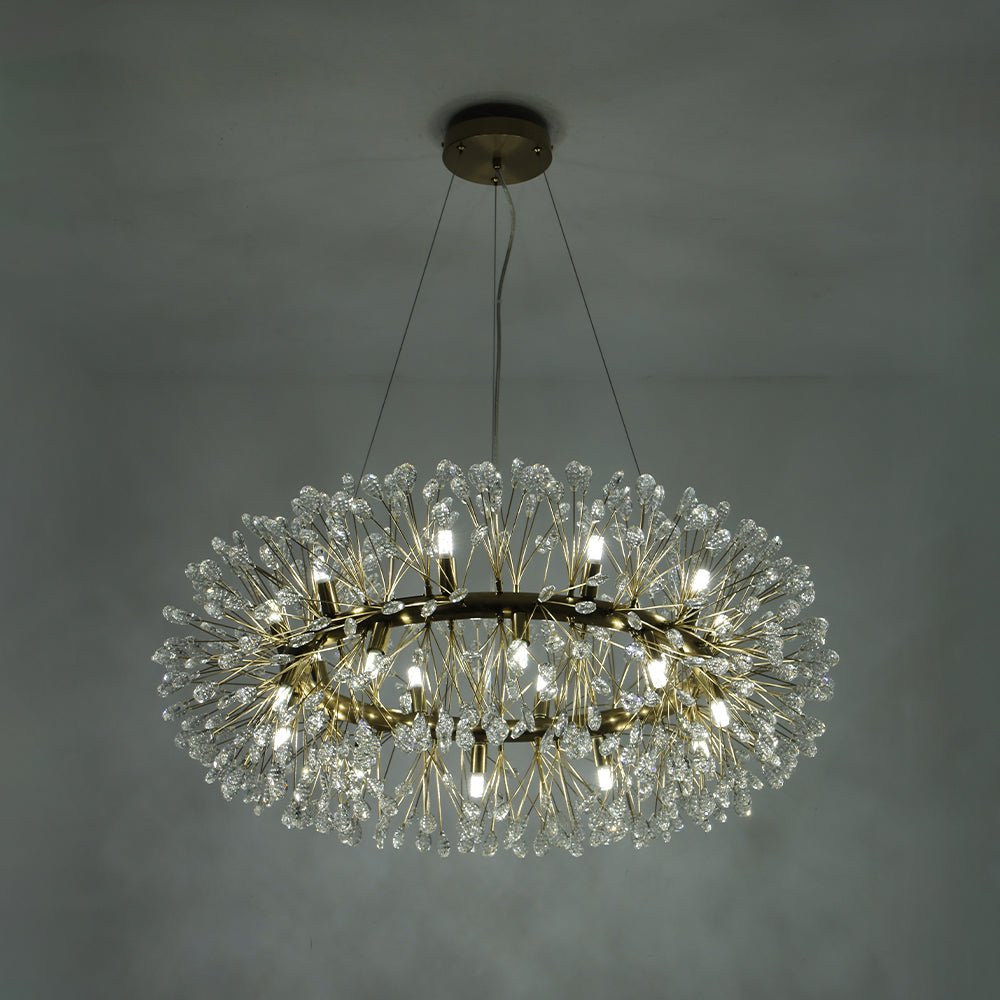 20-Light Floral Crystal Round Dandelion Chandelier