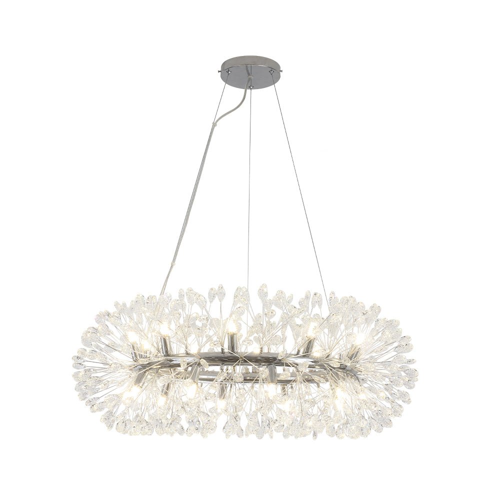 20-Light Floral Crystal Round Dandelion Chandelier