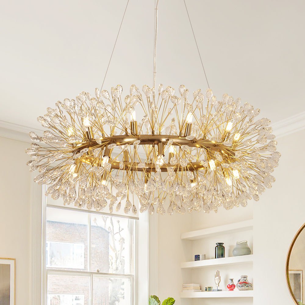 20-Light Floral Crystal Round Dandelion Chandelier