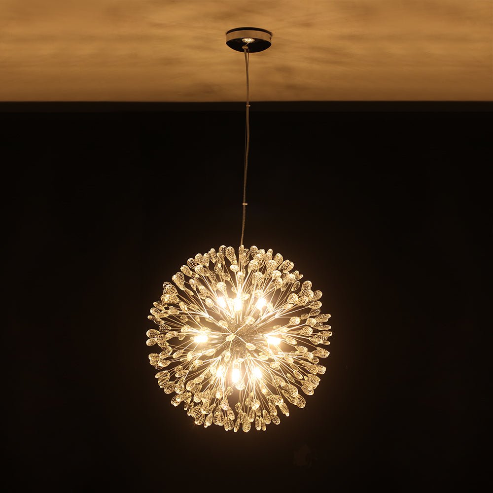 9-Light Floral Crystal Dandelion Chandelier