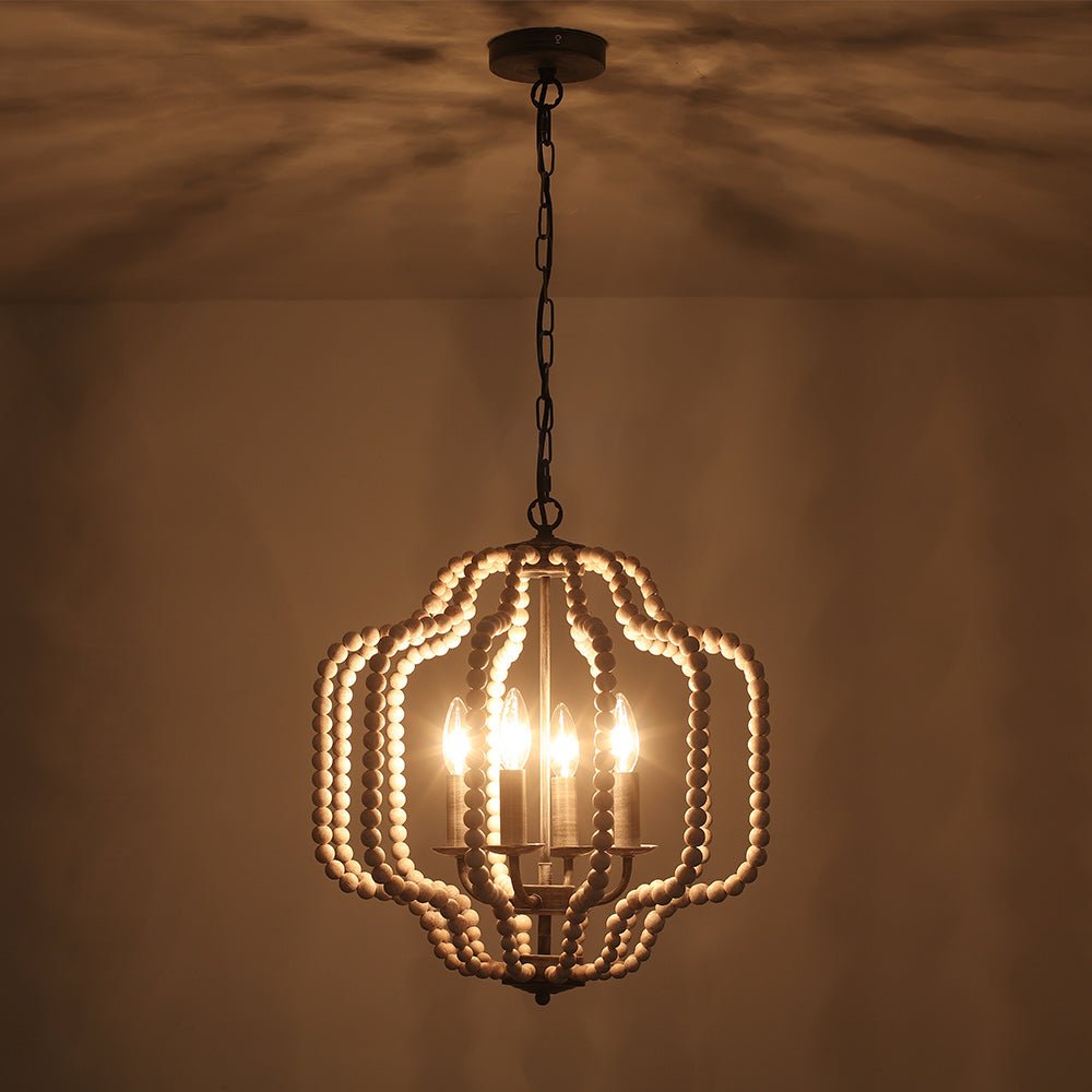 4-Light Boho Lantern Bead Chandelier | 3 Colours