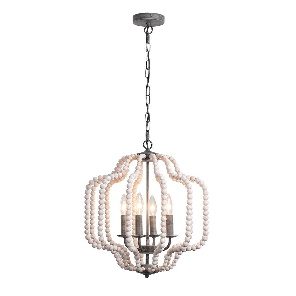 4-Light Boho Lantern Bead Chandelier | 3 Colours