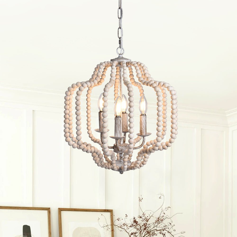 4-Light Boho Lantern Bead Chandelier | 3 Colours