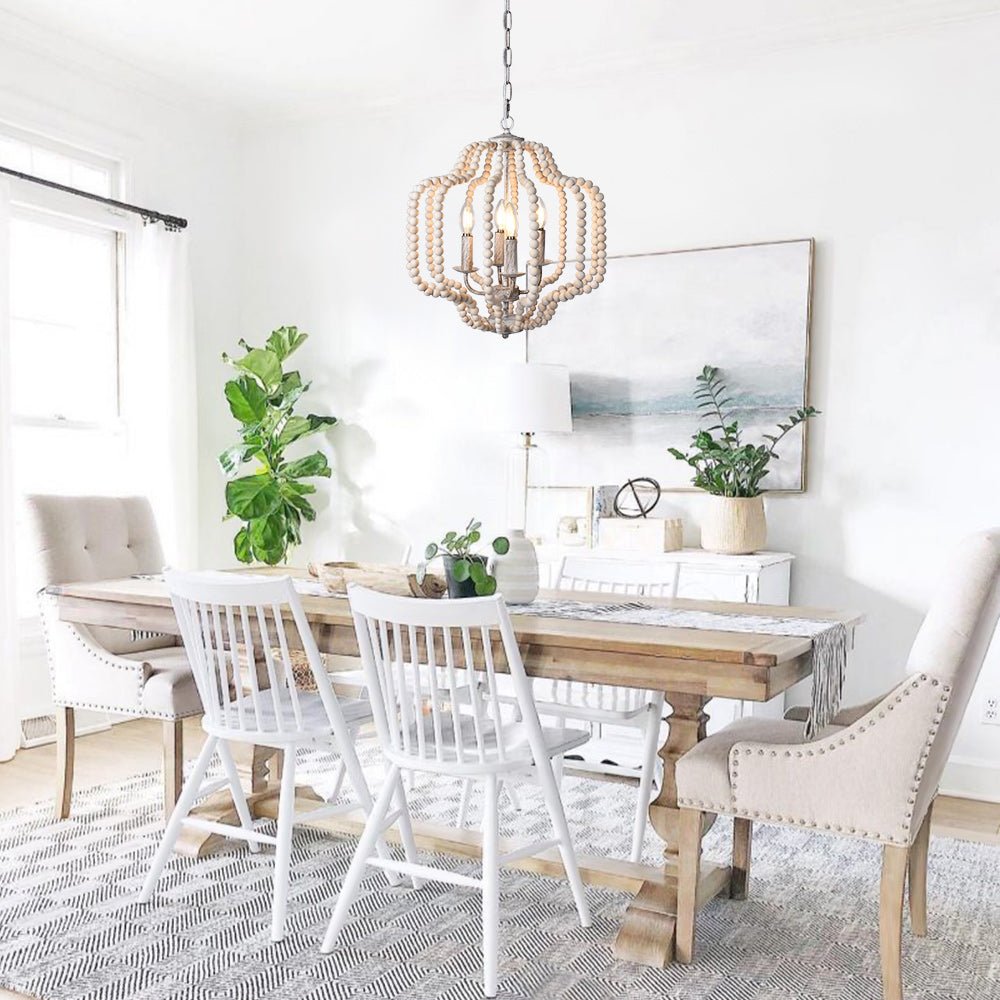4-Light Boho Lantern Bead Chandelier | 3 Colours