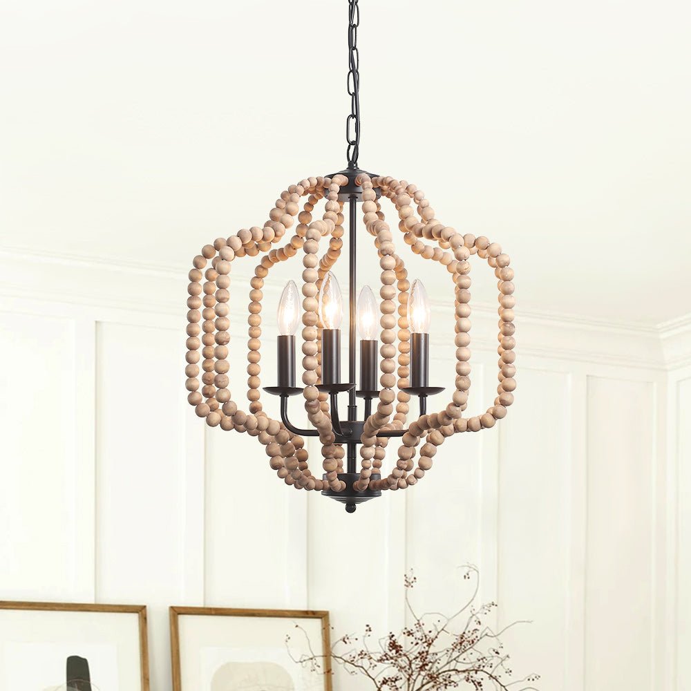 4-Light Boho Lantern Bead Chandelier | 3 Colours