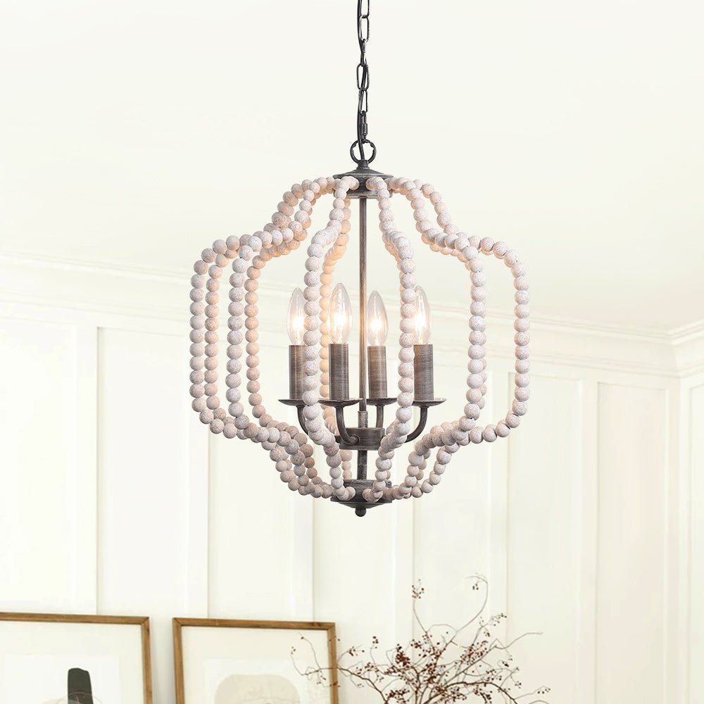 4-Light Boho Lantern Bead Chandelier | 3 Colours