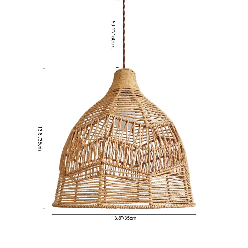 Boho Natural 1-Light Tiered Rattan Drum Chandelier