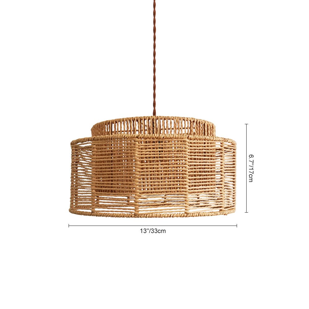 Boho Natural 1-Light Tiered Rattan Drum Chandelier