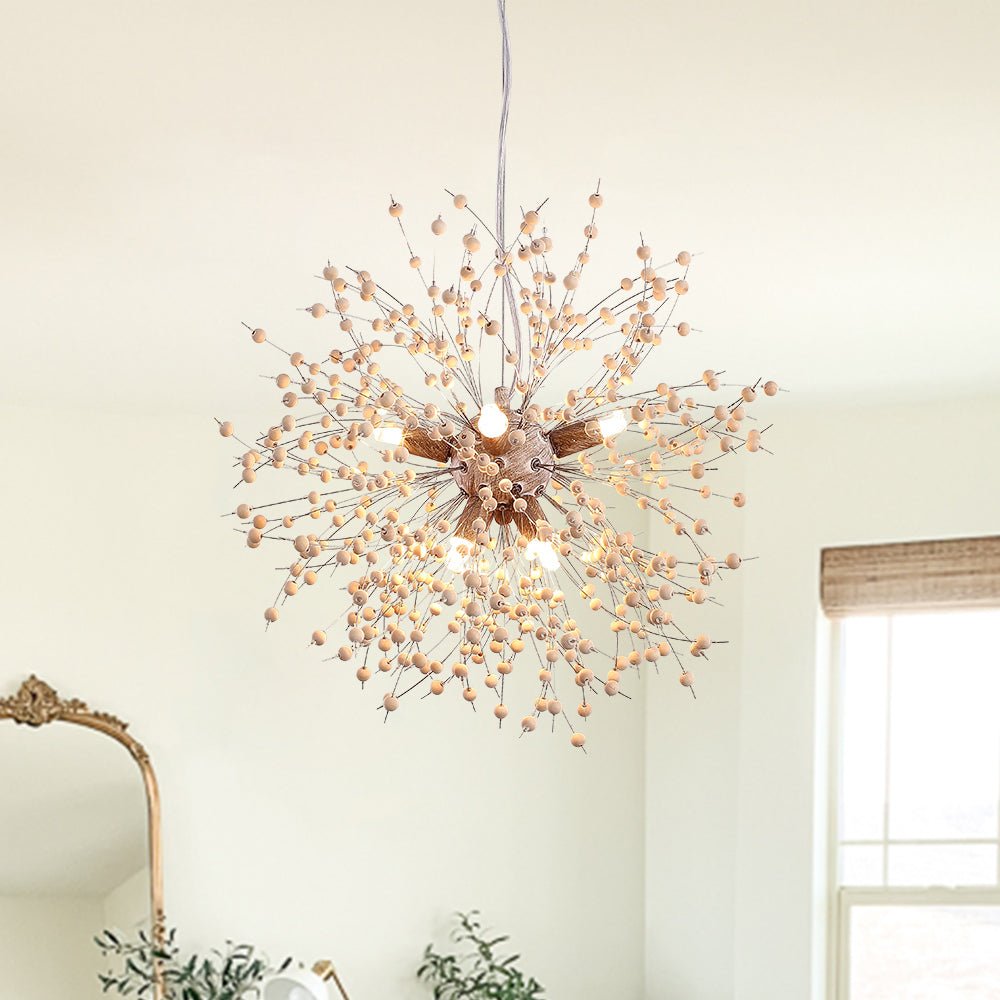 Boho Wooden Beaded Dandelion Chandelier | 2 Sizes