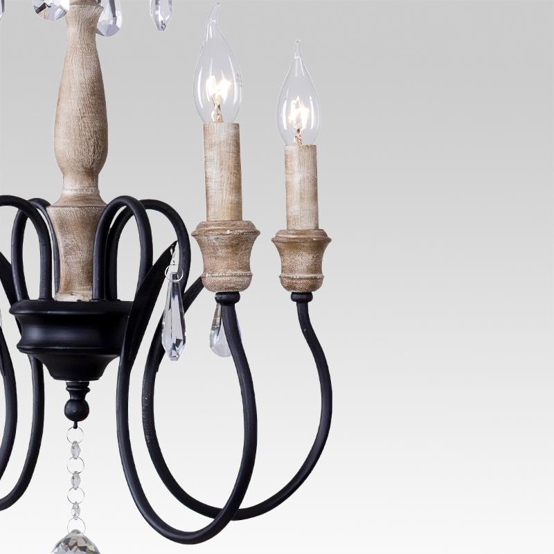 4-Light Black Crystal Candle Chandelier