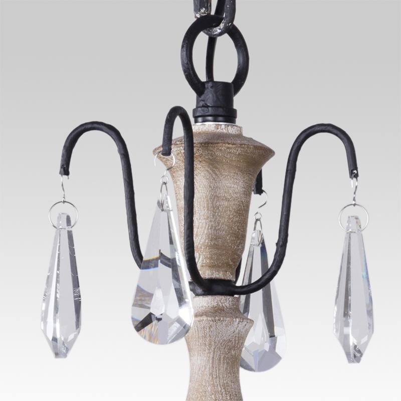4-Light Black Crystal Candle Chandelier